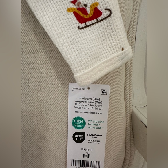 🎅 Baby Newborn Size Waffle Knit Christmas Footie Onesie NWT - Picture 7 of 8